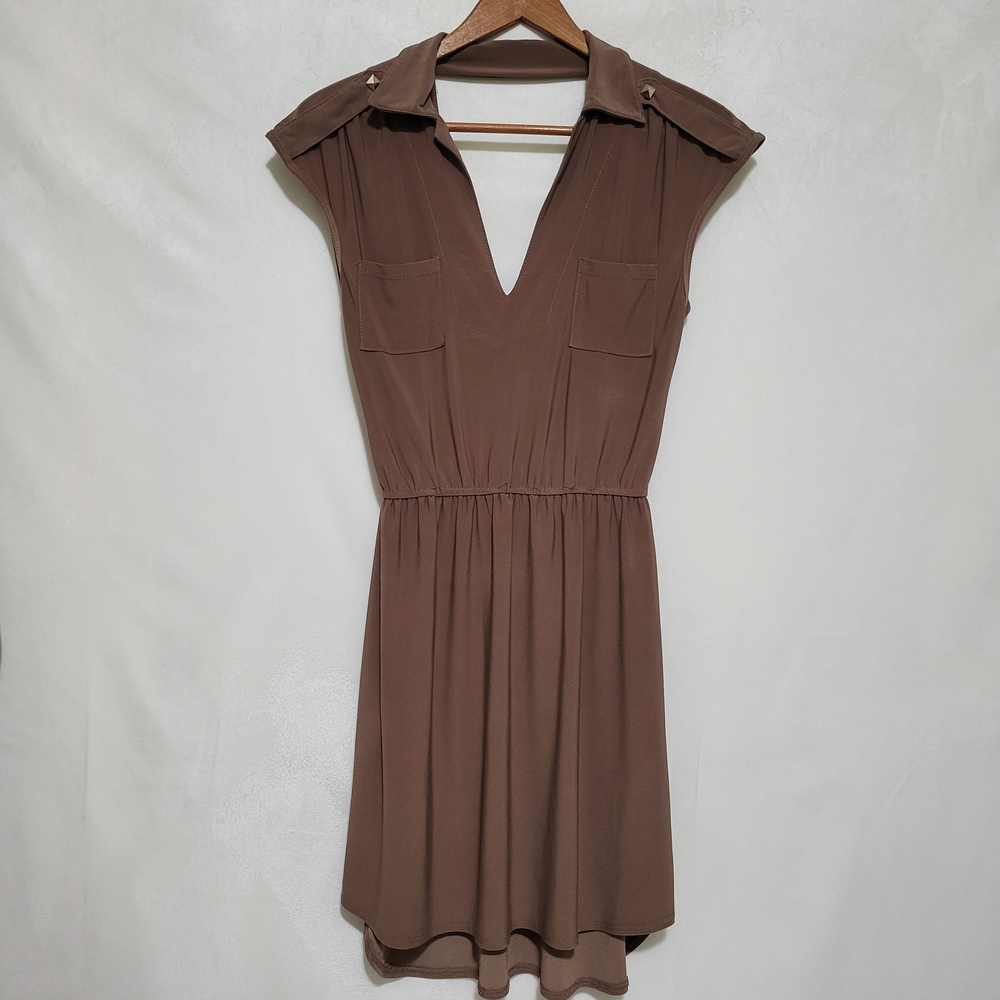 Costa Blanca Hi Low Brown Sleeveless V-Neck Sundress Size S